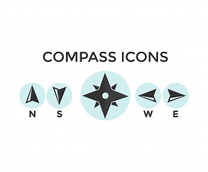 Compass icons set, arrow compass icon sign and symbol. Geographical...