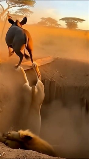 Lion Can’t Handle the Boar’s Crazy Moves!