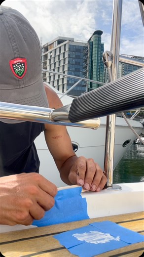 Ben Willoughby on Instagram: "Usually for small fibre glass repairs like this, I would fibre glass the repair. Although, you don’t always have what you need so JB weld to the rescue, a nice filler compound setting in 1 hour… very similar to an epiphanes product, a two part compound"