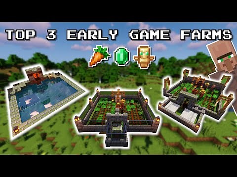Minecraft Top 3 EARLY GAME Farms | No Redstone, Easy