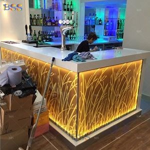 [Hot Item] Commercial LED Bar Counter for Bistro Club Modern Residential Bar Contemporary L Shaped Home Bar Counter