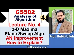 cs502 Short Lectures 4 | Running time Analysis of Plane Sweep Maxima Algorithm