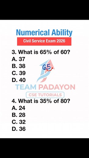 3K views · 118 reactions | Civil Service Exam Review: Percentage Problems #CSE2026 #TeamPadayon | Team Padayon CSE Tutorials | Facebook