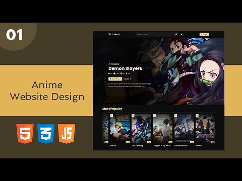 Responsive Anime Website Design Using HTML/CSS/JS || Part 1 [header, footer, hero]