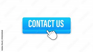 Contact us sign. Contact us blue sticker on white baclground 4k