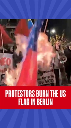Protesters burned a United States flag during a demonstration outside the US embassy in Berlin, opposing American military intervention in Venezuela. The protest took place amid rising global reactions to recent US actions, with demonstrators gathering near the embassy to voice anger over Washington’s role in the crisis. #Protests | #usflag | #Flagonfire | #berlin | #UnitedStates | #venezuela | #RepublicWorld | Republic