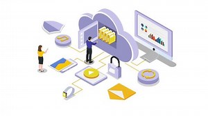 cloud computing concept, data center, file management, cloud storage isometric 3d vector animation cartoon