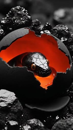 A dramatic close-up of a baby Obsidian Python hatching from a matte black volcanic egg 🖤🌋. A powerful and stunning moment of nature’s creation. #ObsidianPython #SnakeHatching #BlackEgg #BabySnake #ReptileVideo #WildlifeVideo #AmazingNature #NatureMagic #ViralVideo #MustWatch | Snake Fun