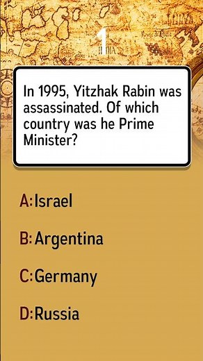 Yitzhak Rabin was Prime Minister of which country when he was assassinated in 1995?