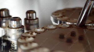 Rotation of the mechanical parts of the production machine.