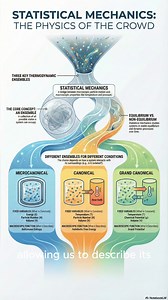 Discover how statistical mechanics connects microscopic particle motion to the macroscopic world we measure—like temperature, pressure, and energy. In just a few seconds, learn what microcanonical, canonical, and grand canonical ensembles mean and why they matter in physics. Perfect for students, science lovers, and anyone curious about how the universe works. 🔬⚛️ #Physics #StatisticalMechanics #ScienceShorts #Thermodynamics #Ensembles | House of Physics