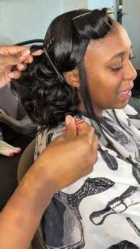 Elegant pin up bridal updo style perfect for weddings or special occasions 😍 sewin with leave out