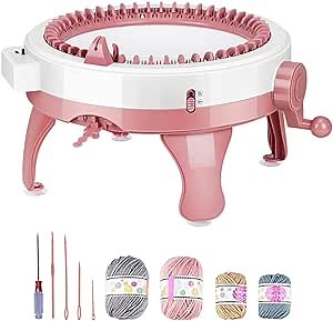 48 Needles Knitting Machine, Knitting Loom Machine with Row Counter, Smart Weaver Knitting Round Loom Knitting Rotating Double Knit Loom Machine Kit for Adults/Kids DIY Knit Scarf Hat Sock
