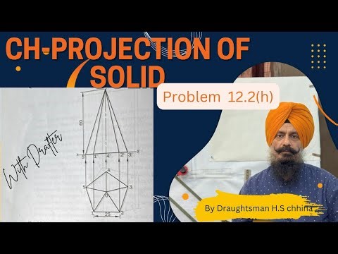 Ch-12 question 12.2(h) Engineering Graphics | Projections of Solid Solution
