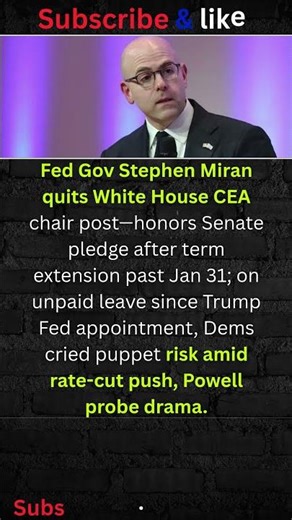 Miran Dumps CEA Job? #shorts #USA #NEWS