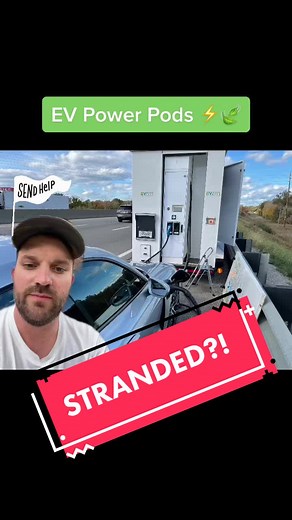 EV Power Pods tonthe rescue! #evpowerpods #greenenergy #renewableenergy #eletriccar #roadside #sendhelp #mobilecharging #greenscreen
