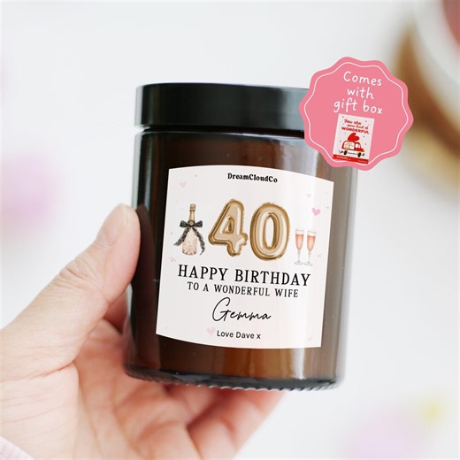 40th Birthday Gift for Wife From Husband | Personalised Candle | Gift for Her 40th Forty Milestone | Happy 40th - Etsy