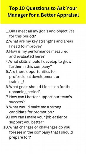 Top 10 Questions to Ask Your Manager for a Better Appraisal
