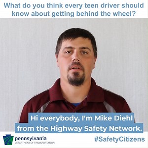 11 reactions | Highway Safety Network Partner Mike Diehl gives teens some great advice on how to not drive distracted. Thanks for your submission to #SafetyCitizens, Mike! ➡️ PennDOT.Gov/SafetyCitizens #TeenDriver #DriveSafe #NTDSW | Pennsylvania Department of Transportation (PennDOT) | Facebook