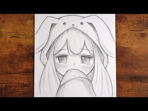 How to Draw a Cute Bunny Girl (Very Easy Pencil Drawing)