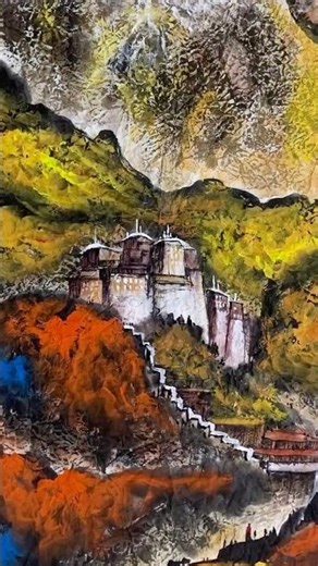 Journey Through Tibet's Summits: Exploring Himalayan Art's Depth & Color #chineseart #painting