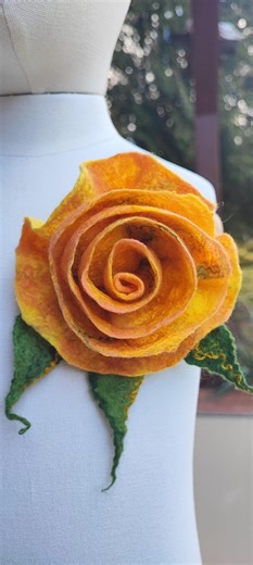 Yellow Felt Rose Brooch, Handmade Flower Brooch, Wool Floral Pin, Textile Jewelry, Gift for Her - Etsy