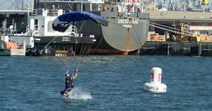Skydivers 'swoop' over San Diego Bay