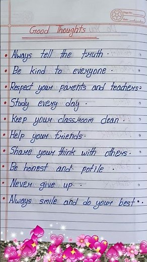 10 Good Thoughts in English | Daily Good Habits for Students | Easy Moral Lines#good5houghts