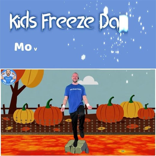 Fall themed freeze dance morning movement using floor is lava balance moves