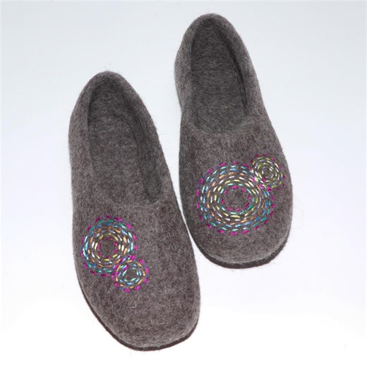 Women’s Eco-friendly Boiled Wool Slippers- Handmade Home Shoes With a Japanese Pattern - Etsy UK