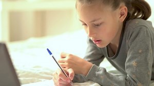 Cute Child Use Laptop Education Online Stock Footage Video (100% Royalty-free) 1055864891 | Shutterstock