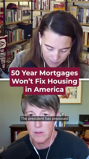 Economist Kathryn Anne Edwards and editor Robin Rauzi discuss the idea of a 50 year mortgage for first time home owners. From Season 2, Episode 3, “We Don't Have a Housing Shortage. We Have a Paycheck Shortage” Support our show on Substack! Link in bio for full episodes of Optimist Economy. #OptimistEconomy #Affordability #Housing