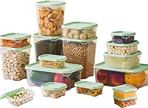 Airtight Food Storage Containers with Lids, 34-Piece Reusable Plastic Kitchen Pantry Organization for Cereal, Fruit, Vegetables, Sugar, Sauce, BPA Free, Microwave and Dishwasher Safe