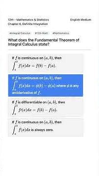 Fundamental Theorem of Integral Calculus Explained 12th Math