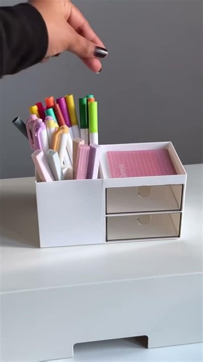 Mini Desk Organizer With Stickers 🌷✨#desk #organizer #kawaii #desksetup #stationery #stationary