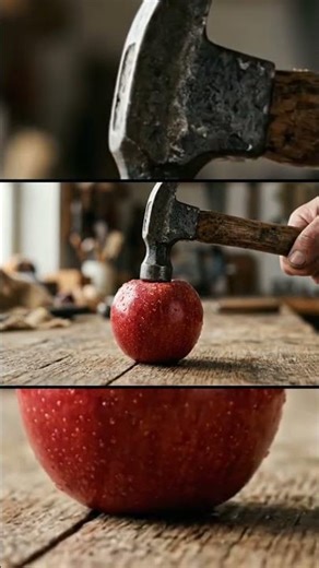 Hammer vs Apple #satisfying #oddlysatisfying #smash #hammer #impact #asmr #apple