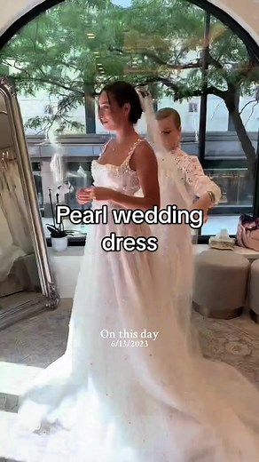 Stunning Pearl Wedding Dress for Lake Como Wedding