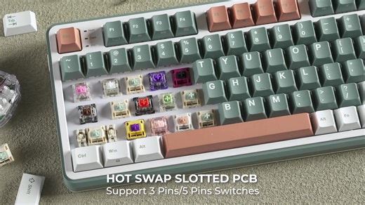 Coming Soon! Royal Kludge S98 96% Wireless Mechanical Keyboard Key Specs: Triple-mode Wireless Keyboards 2.4 GHz Connection Smart Display & Knob Diverse RGB Backlit Well-lubed Stabilizers 96 Keys, Redefine Full-Size Keyboards DIY Software Supports Hot-swappable RK Well-lubed switches Keycap material: ABS 3750 mAh Battery Capacity 1 built-in USB pass-through port, 1 Type-C Port and 1 2.4G Dongle Slot | Vibe Gaming