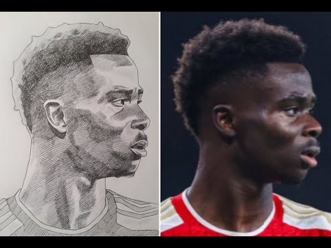 How to draw BUKAYO SAKA portrait || pencil and pen sketch
