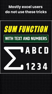 71K views · 948 reactions | How to Use the SUM Function with Text and Numbers in Excel #excel #exceltips #exceltricks #viralreels #viral #microsoftexcel #advancedexcel #explore #msexcel #advancedexcenewfunction #sumfunction | Ather Naqvi | Facebook