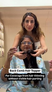 Back Comb Hair Topper adds coverage and hair stays back ♥️ We have used - Dark Black Backcomb Topper #hairthinningsolution #hairtopperforthinning #backcombed #recedinghairline | NishHair