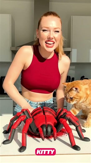 Red stripes spider cake and cat #shorts #trendingshorts #viral