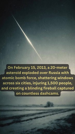 On February 15, 2013, a meteor exploded over Chelyabinsk, Russia, creating the most powerful atmospheric entry event in recorded history since the 1908 Tunguska explosion. The superbolide entered Earth's atmosphere at approximately 9:20 a.m. local time, traveling at over 40,000 miles per hour. The meteor measured roughly 20 meters in diameter and weighed an estimated 12,000-13,000 metric tons before its explosive disintegration. The airburst occurred at an altitude of about 18.5 miles above the 