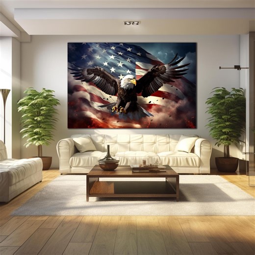 Eagle Tempered Glass Wall Art, American Flag Eagle, Glass Printing, Extra Large Wall Art, Housewarming Gifts, American Eagle Glass Decor - Etsy