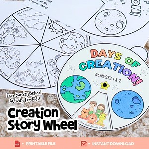 Creation Story Wheel Craft | Genesis 1 & 2 Bible Activity for Kids | Sunday School Printable - Etsy