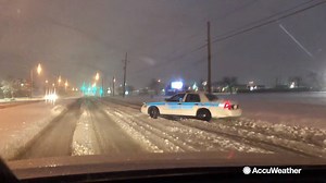 Heavy overnight snowfall made driving challenging for this police car in Lubbock, Texas: | AccuWeather