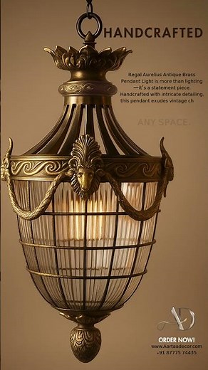 Regal Aurelius Antique Brass Pendant Light | Handcrafted Luxury Lighting by Aartaa Decor