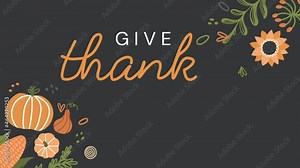 Thanksgiving day. Stylish moving greeting card or invitation with inscription and popup pumpkin, corn and sunflower. Clip for holiday. Animated cartoon in high resolution with dark background