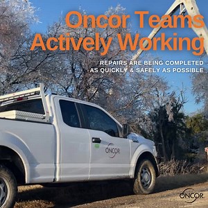 Oncor crews are working to restore outages caused by today’s severe winter weather impacts. We also remain prepared for additional weather impacts expected later this week. Always put #safetyfirst & remember the 4 ways customers can contact Oncor to report or check the status of an outage: 💻 visit stormcenter.oncor.com 📞 call 888.313.4747 📱 download the MyOncor app 💬 text OUT to 66267 | Oncor