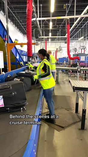 When you check in your bag, we place it through the scanner before your luggage goes onto the cruise ship. Safety first! #cruiseship #cruiselife #cruiseservices #cruiseport #maritimecareers #maritime